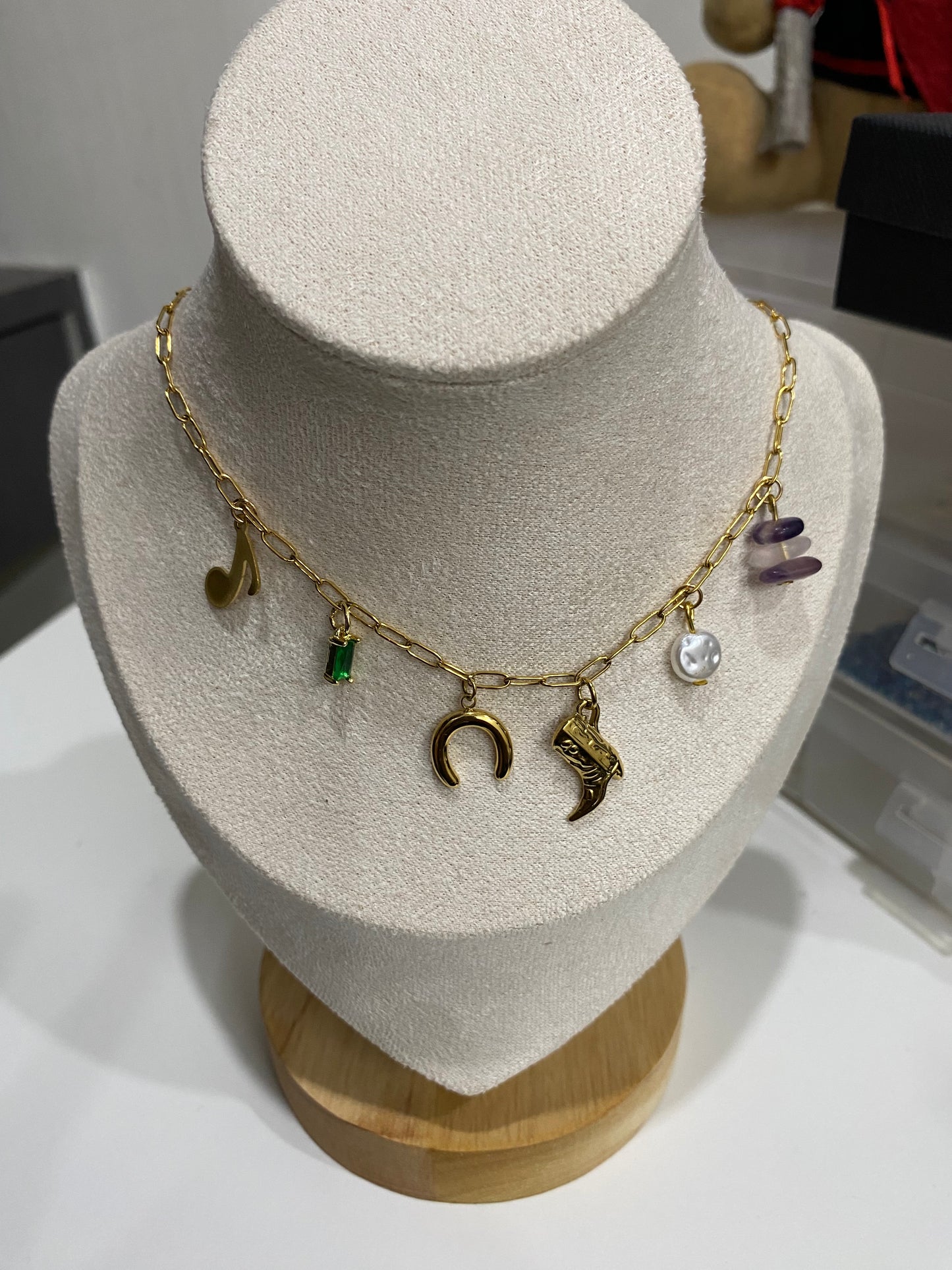 Pretty shoe moon charm necklace