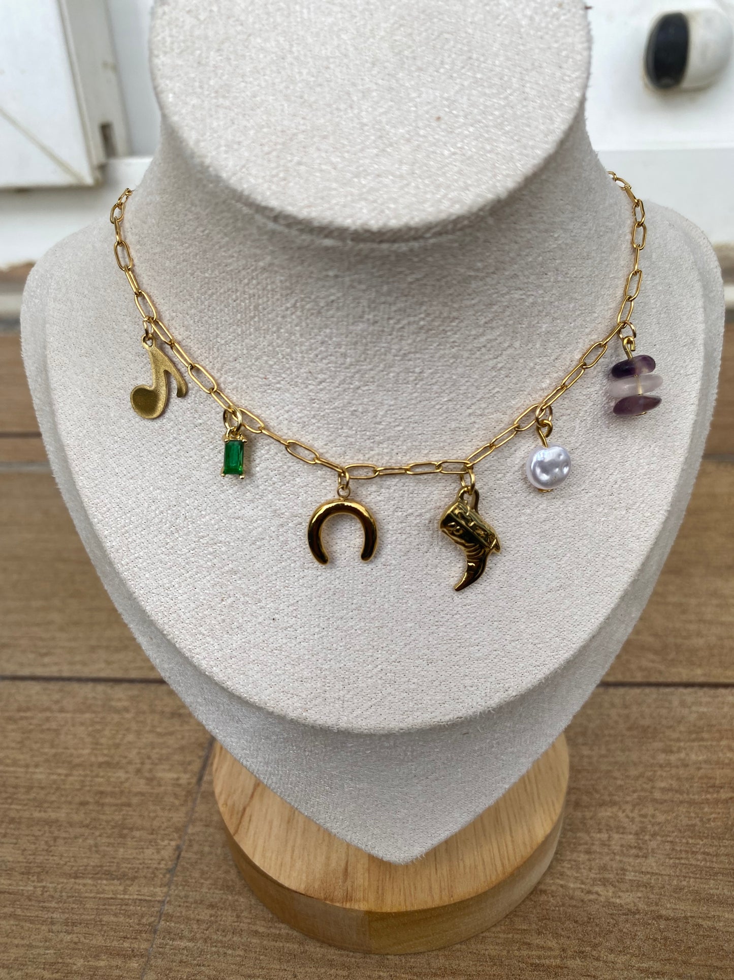 Pretty shoe moon charm necklace