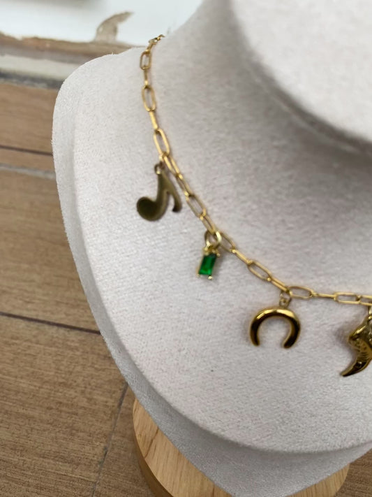 Pretty shoe moon charm necklace